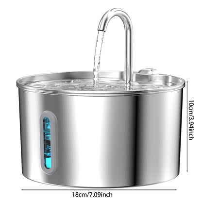 2.2L Automatic Water Fountain Stainless Steel Pet Water Feeder Cat/Dog Drink Bowl Water Dispenser Silent with Window